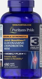 foto глюкозамин хондроитин и мсм double strength glucosamine chondroitin & msm joint soother puritan's pride 480 каплет (pp331)