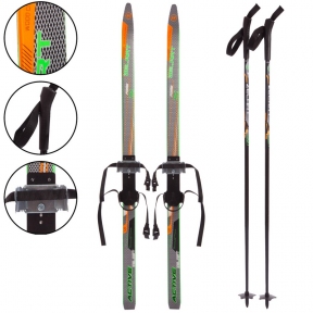 foto лыжи беговые в комплекте с палками zelart sk-0881-90b green (bam01239)