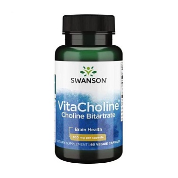 фото дієтична добавка в капсулах swanson vitacholine choline bitartrate бітартрат холіну, 300 мг, 60 шт