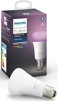 фото умная лампа philips hue single bulb e27 color (929002216824)