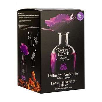 foto аромадифузор sweet home luxury diffuser лаванда та прованська півонія, з фіолетовою трояндою, 250 мл