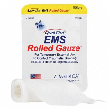 foto кровоостанавливающий гемостатический бинт z-medica ems rolled gauze
