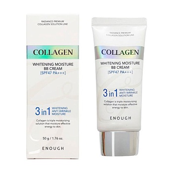 foto bb-крем для обличчя з морським колагеном enough collagen 3 in1 whitening moisture bb cream spf47 pa +++, 50 мл