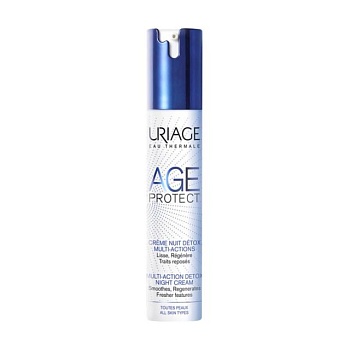 foto нічний детокс-крем для обличчя uriage age protect multi-action detox night cream очищення + корекція зморшок, 40 мл