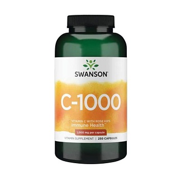 фото дієтична добавка вітаміни в капсулах swanson vitamin c with rose hips вітамін c з шипшиною, 1000 мг, 250 шт