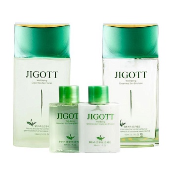 foto чоловічий набір для обличчя jigott well being green tea (тонер, 150 мл + тонер, 30 мл + емульсія, 150 мл + емульсія, 30 мл)