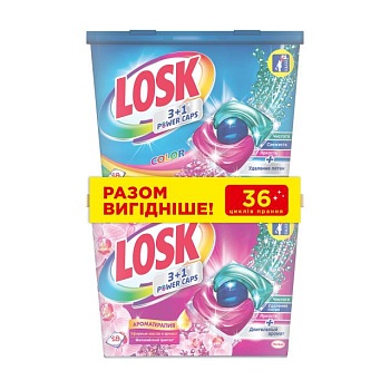 foto набір капсул для прання losk (малайзійська квітка, 18 шт + сolor, 18 шт)