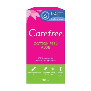 foto прокладки жіночі щоденні  carefree cotton feel aloe, 30 шт