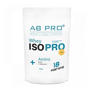 фото дієтична добавка протеїн ізолят в порошку ab pro whey iso pro + amino bcaa, l-glutamine манго, 450 г