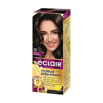 foto уцінка! стійка крем-фарба для волосся eclair omega 9 hair color 30 темно-каштановий, 130 мл