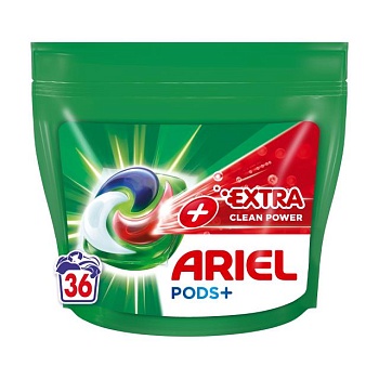 фото капсули для прання ariel pods+ extra clean power сила екстраочищення, 36 циклів прання, 36 шт