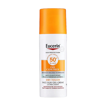 фото сонцезахисний гель-крем для обличчя eucerin oil control spf 50+ sun gel-creme, 50 мл
