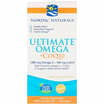 foto рыбий жир с коэнзимом q10 nordic naturals "ultimate omega + coq10" жирные кислоты омега 3 для сердца, 1000 мг (120 гелевых капсул)