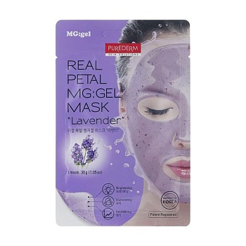 фото гідрогелева маска для обличчя purederm real petal mg:gel mask lavender, 30 г