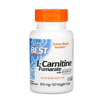 фото дієтична добавка аміноксилота в веганських капсулах doctor's best l-carnitine fumarate l-карнітин фумарат, 855 мг, 60 шт