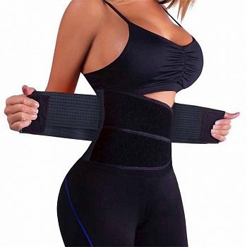 foto фитнес корсет / пояс для спины, для похудения fitnesson утягивающий с двумя липучками для талии чёрный размер xs