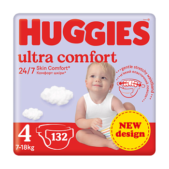 фото підгузки huggies ultra comfort розмір 4 (7-18 кг), 132 шт