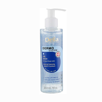 фото гель для вмивання delia cosmetics dermo system gel wash for face & eye area, 200 мл