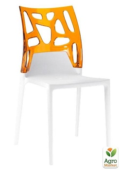 фото стілець papatya ego-rock біле сидіння, верх прозоро-помаранчевий (2265)