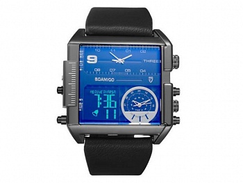 foto наручные часы boamigo с двойным дисплеем водонепроницаемые спортивные цифровые мужские (1006-099-00)