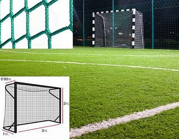 foto профессиональная сетка на ворота 3х2 м. - мини-футбол, гандбол, шнур полипропилен 4,5 мм. green (испания)/пара