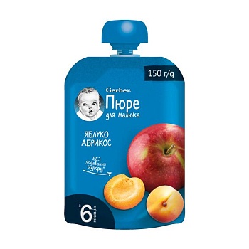 foto дитяче фруктове пюре gerber яблуко та абрикос, з 6 місяців, 150 г