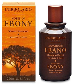 фото l'erbolario shower shampoo notes of ebony шампунь-гель для душа чёрное дерево 250 ml