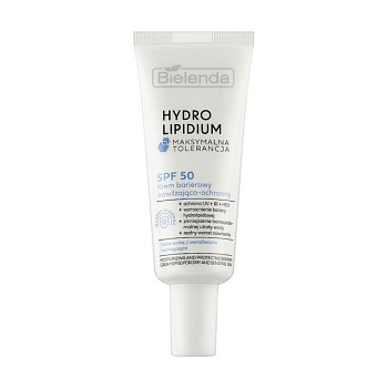 фото зволожувальний та захисний бар'єрний крем для обличчя bielenda hydro lipidium barrier cream spf 50, 30 мл
