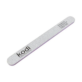 фото пилка для нігтів kodi professional 100, 100/100 грит, пряма, сіра, 178*19*4 мм