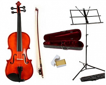 foto набор скрипка rafaga ас размер 1/2 + кейс + пюпитр+ смычок+канифоль