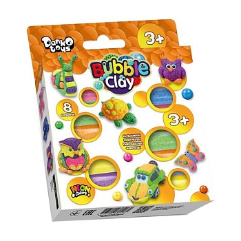 фото дитячий пластилін danko toys bubble clay 8 кольорів, від 3 років (bbc-04-01u)