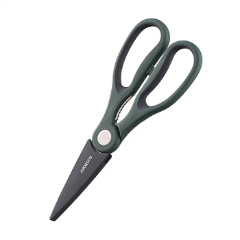 фото ножиці кухонні ardesto gemini з неіржавної сталі та сіро-зеленою пластиковою ручкою, 22.3 см (ar2117pg)