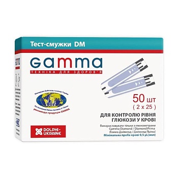 фото тест-смужки для глюкометра gamma dm, 50 шт