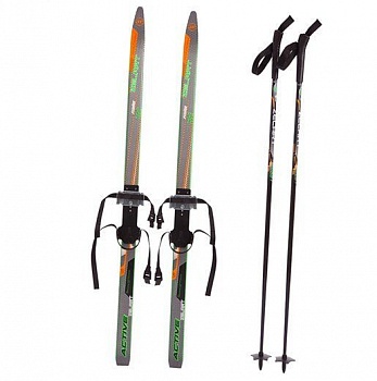 foto лыжи беговые с палками sk-0881 zelart 120см черно-салатово-оранжевый (60363104)