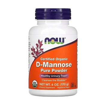 фото дієтична добавка в порошку now foods d-mannose pure powder d-манноза, 170 г
