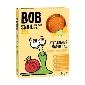 foto натуральний мармелад bob snail яблуко-груша-лимон, круглий, 54 г