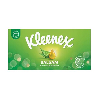 фото косметичні серветки kleenex balsam в коробці, 64 шт