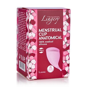 фото менструальна чаша lingery anatomical з медичного силікону, світло-рожева, розмір l, 1 шт