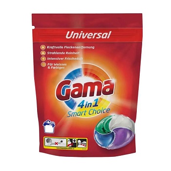 foto капсули для прання gama 4 в 1 univarsal 56 циклів прання, 56 шт
