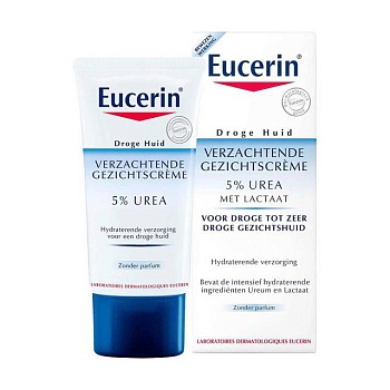 фото пом'якшувальний крем для обличчя eucerin urearepair face cream 5% urea, 50 мл