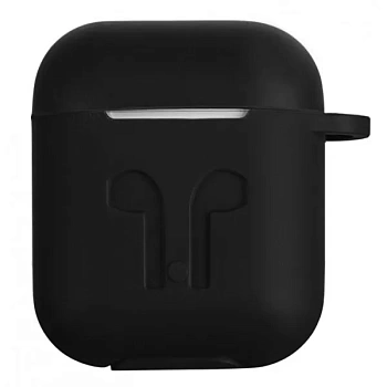 foto чохол для навушників 2e for apple airpods pure color silicone imprint 3.0mm black (2e-air-pods-ibpcsi-3-bk)