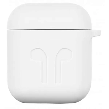 foto чохол для навушників 2e for apple airpods pure color silicone imprint 1.5mm white (2e-air-pods-ibsi-1.5-wt)