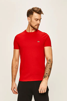 фото бавовняна футболка lacoste колір червоний однотонний