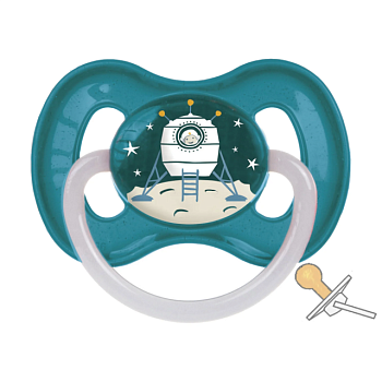 фото пустушка canpol babies space латексна кругла, синя, від 6 до 18 місяців, 1 шт (23/222_blu)