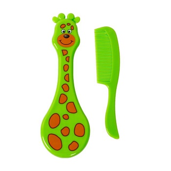 foto дитячий гребінець та щітка для волосся lindo li 600 жираф зелений, від 0+ місяців