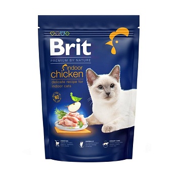 фото сухий корм для кішок всіх порід що мешкають у приміщенні brit premium by nature indoor з куркою, 800 г