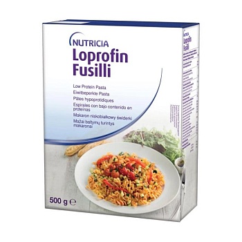 фото харчовий продукт для спеціальних медичних цілей nutricia loprofin fusilli паста фузіллі, з низьким вмістом білка, 500 г