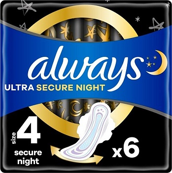 фото гигиенические прокладки always ultra secure night 6 шт.