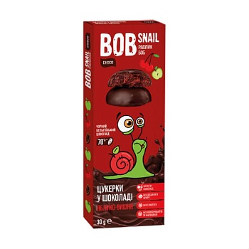 foto натуральні цукерки bob snail яблучно-вишневі в бельгійському чорному шоколаді, 30 г