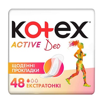 фото прокладки щоденні kotex active deo екстратонкі, 48 шт